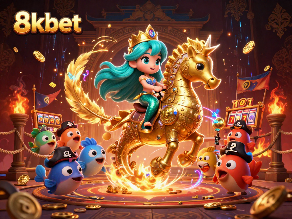 Experience thrilling gaming with 8kbet in an enchanting underwater scene filled with colorful characters.