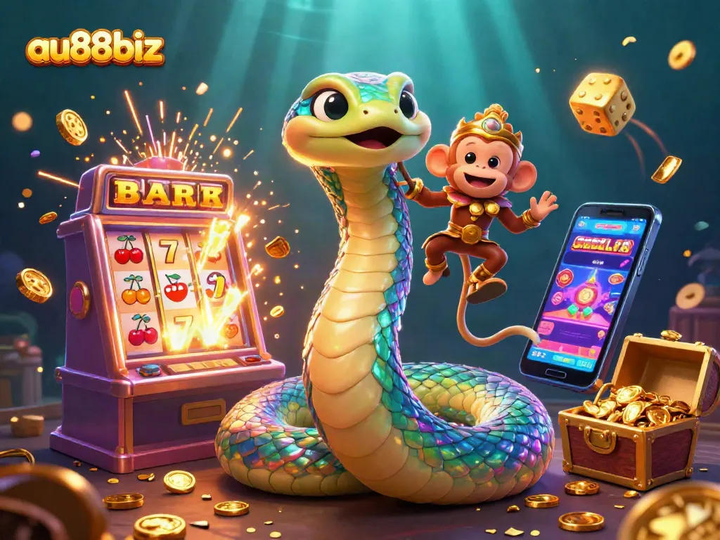 Engage with vibrant casino excitement at au88biz, featuring a jackpot slot scene full of colorful rewards.