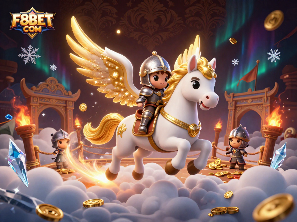 Experience winning with F8BET COM in this vibrant casino-themed illustration featuring dynamic 3D characters.