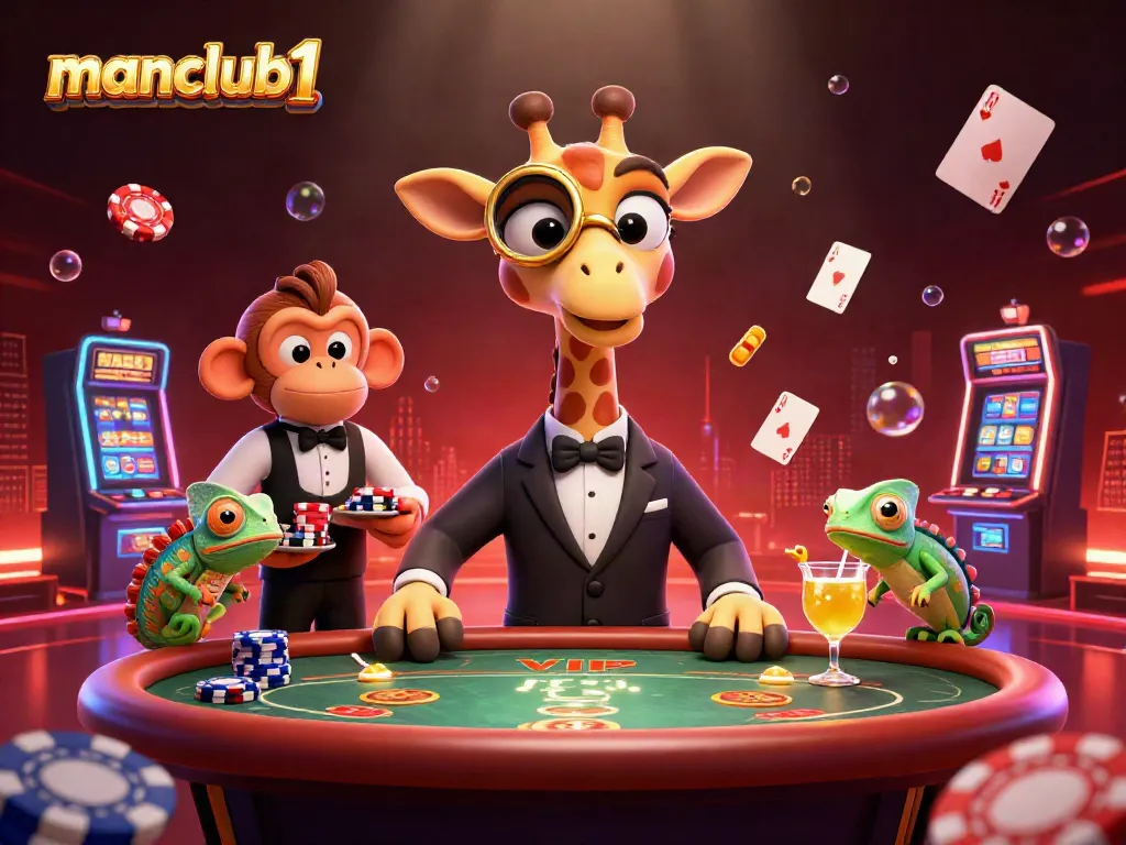 Experience thrilling gameplay at manclub1 in this vibrant casino scene featuring energetic characters and dynamic elements.