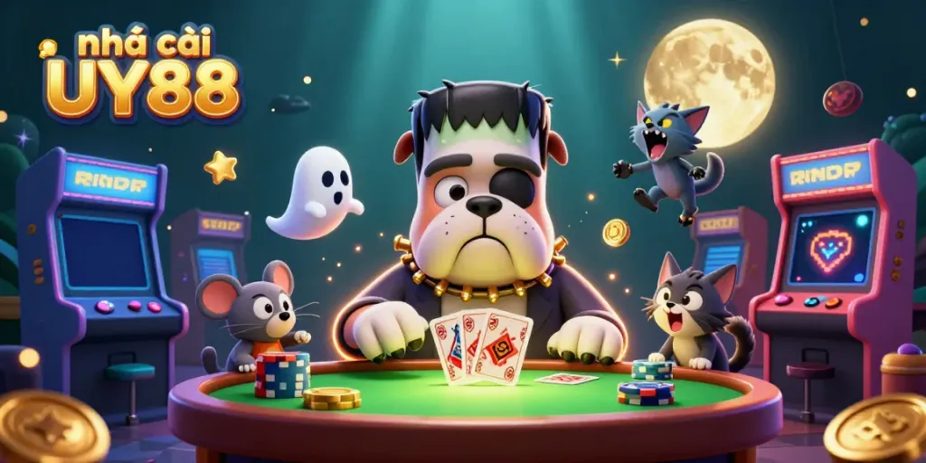 Experience thrilling gameplay at nhà cái UY88 with dynamic gaming characters in a vibrant casino scene.