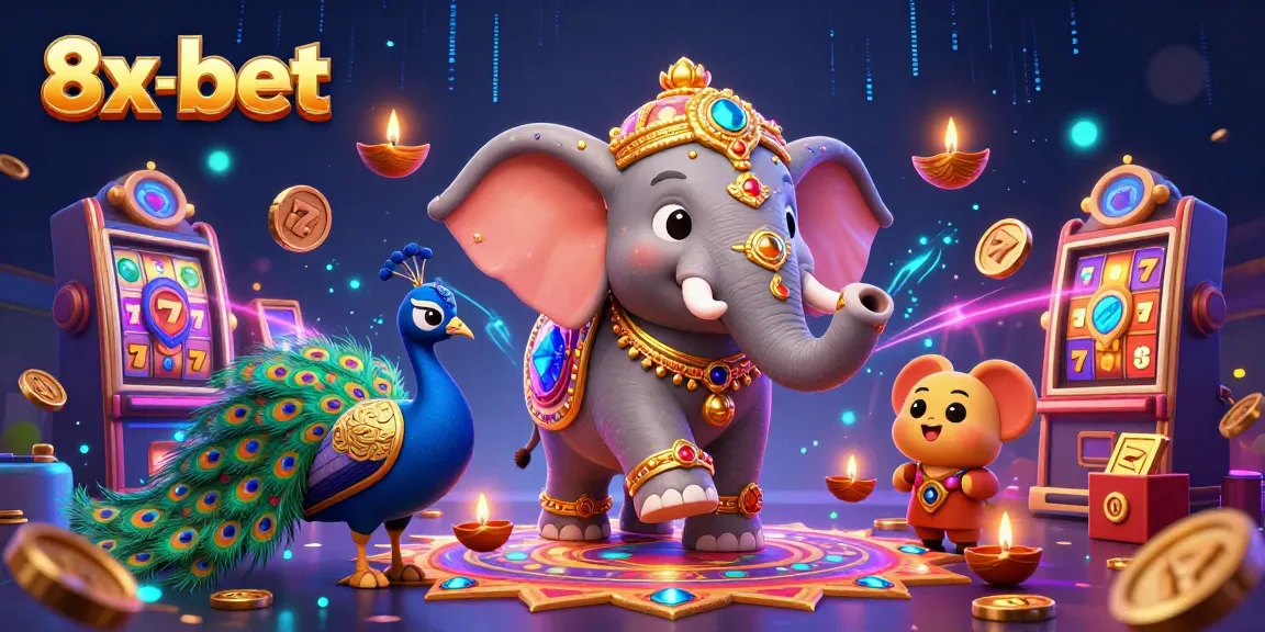 Spin and win at 8x-bet with vibrant casino-themed characters and slot machines.