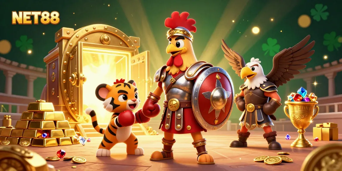 Experience NET88's exciting betting atmosphere with dynamic casino action and vibrant characters.