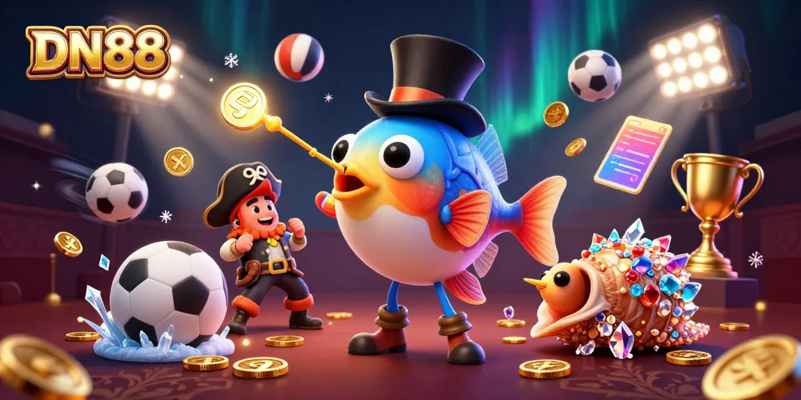 Engage with DN88's dynamic betting environment featuring colorful characters and thrilling casino elements.