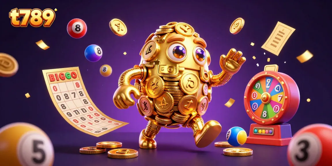 Experience exhilarating gaming excitement with t789's vibrant lottery and casino elements in a dynamic scene.