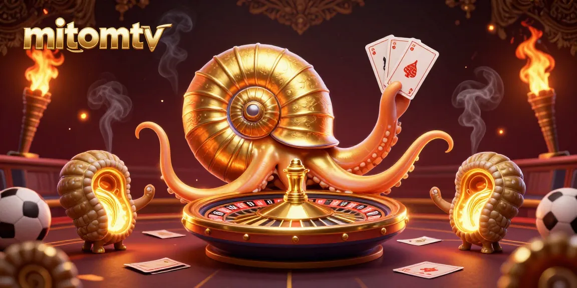 Experience the thrill of sports betting with mitomtv's dynamic casino scene featuring a giant roulette nautilus and glowing ammonites.