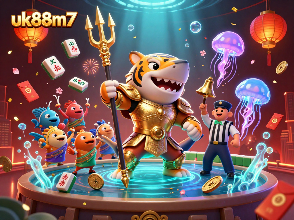 Engage with uk88m7's exciting online gaming experience, featuring intense underwater casino battle.