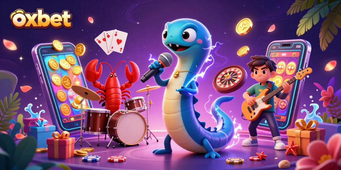 Join the fun at oxbet with a lively underwater casino scene featuring a DJ eel and vibrant games.