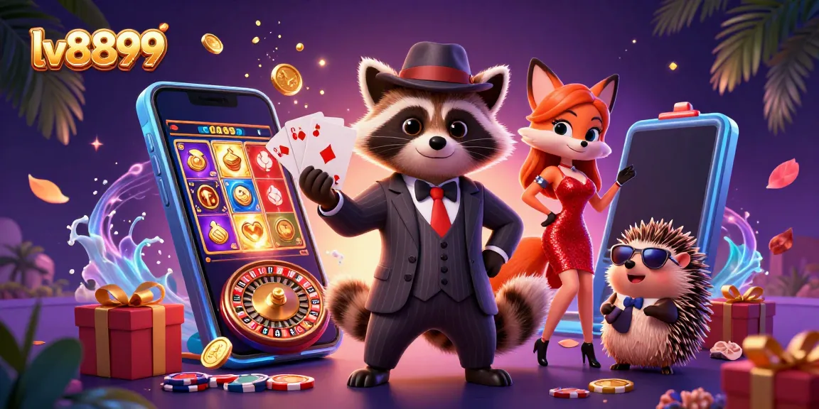 Experience the excitement of lv8899 with vibrant characters and a thrilling casino scene.