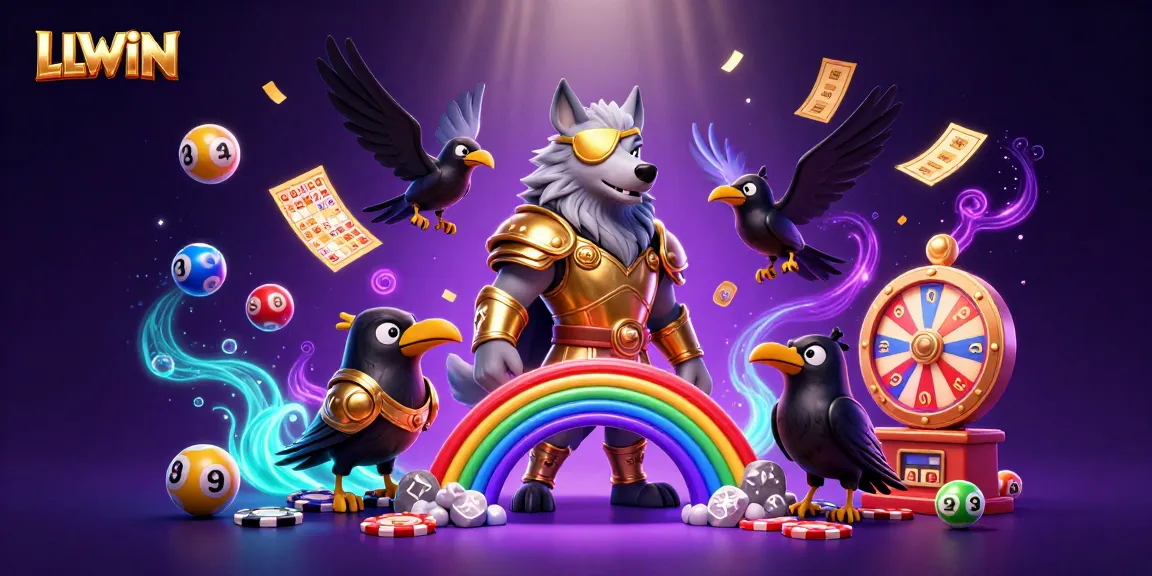 LLWIN captivates players with a vibrant 3D illustration of Norse mythology characters amidst dynamic lottery elements.