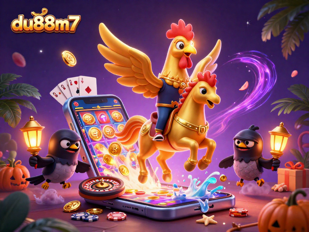 Experience du88m7 with dynamic characters and vibrant casino action in this vivid illustration.