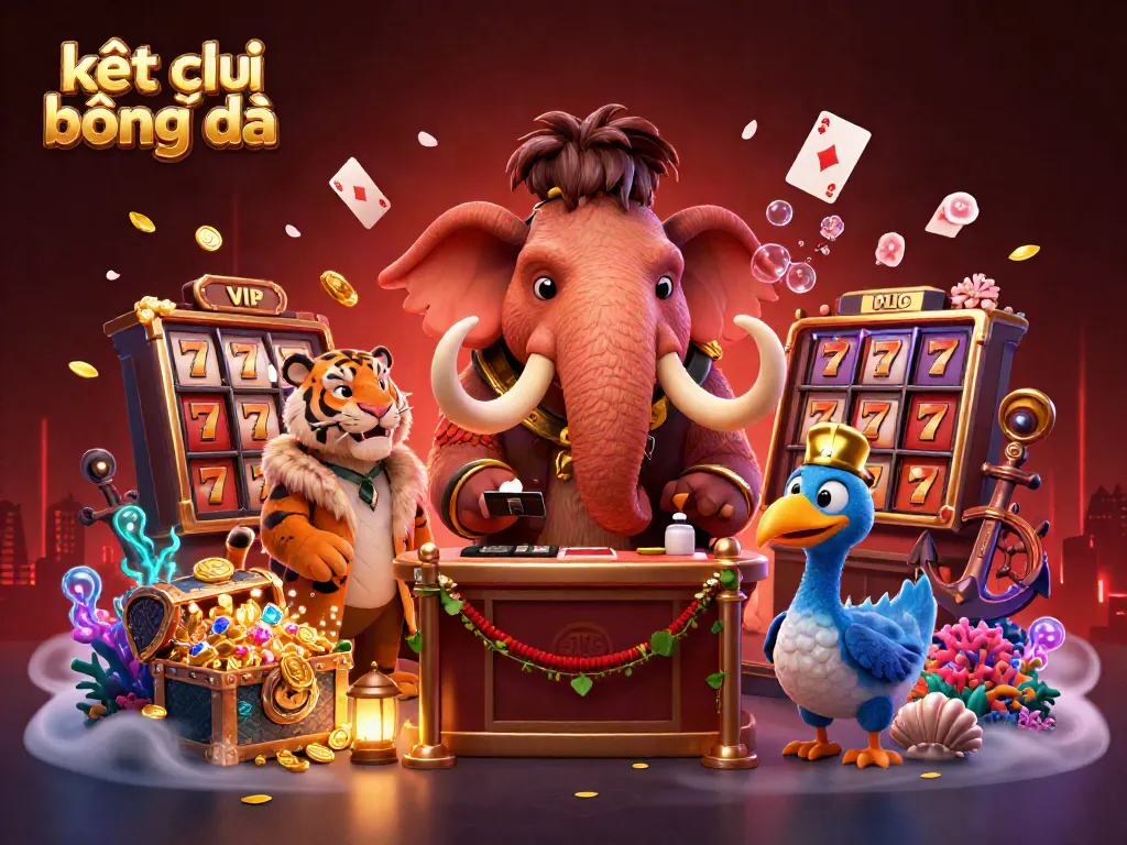 Experience the excitement of kết quả bóng đá with a vibrant 3D casino scene featuring a woolly mammoth bouncer and a saber-tooth tiger VIP.