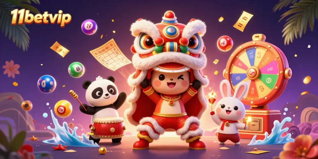 Engage in thrilling gaming at 11betvip with a festive lion dance and dynamic lottery elements.