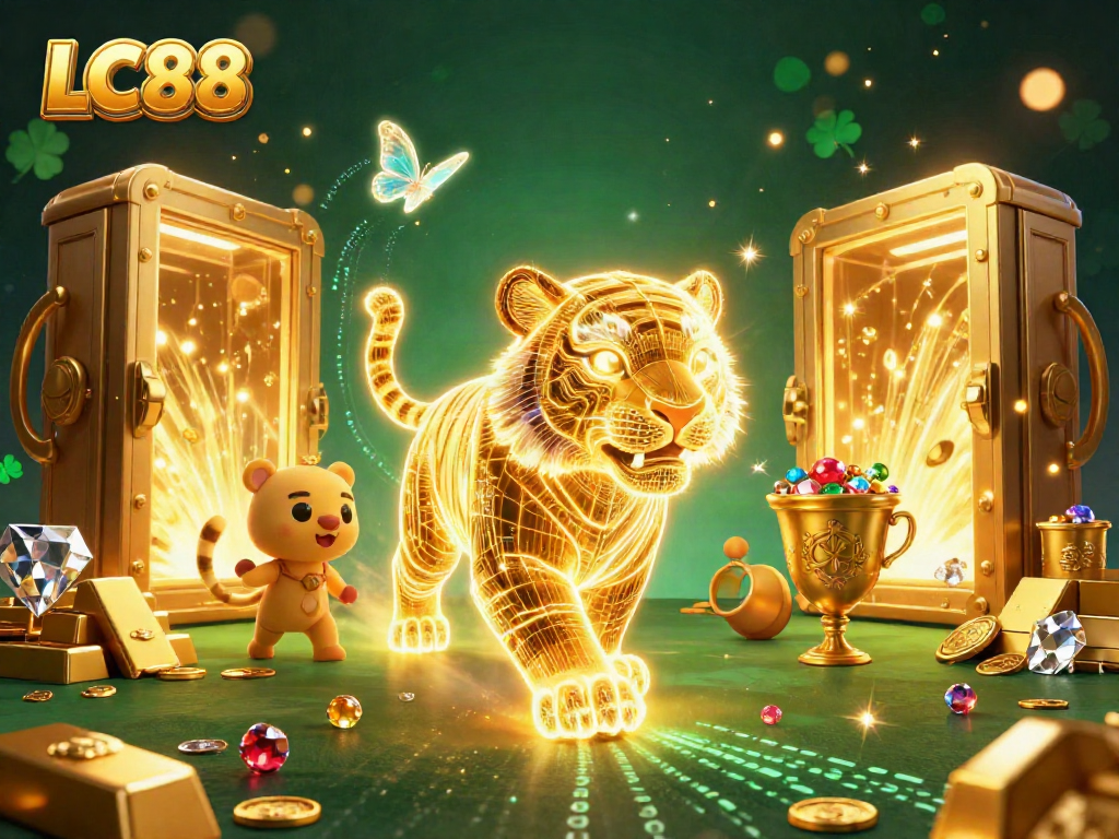 Experience the thrill of winning at LC88 with neon visuals and vibrant casino elements.