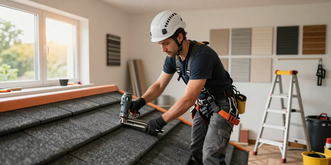 Expert dakdekker den haag working on a modern roof installation with tools and natural light.
