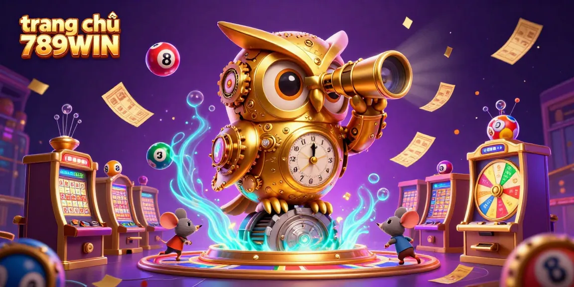 Experience the lively atmosphere of trang chủ 789WIN with vibrant lottery balls and cheerful characters in a dazzling casino.