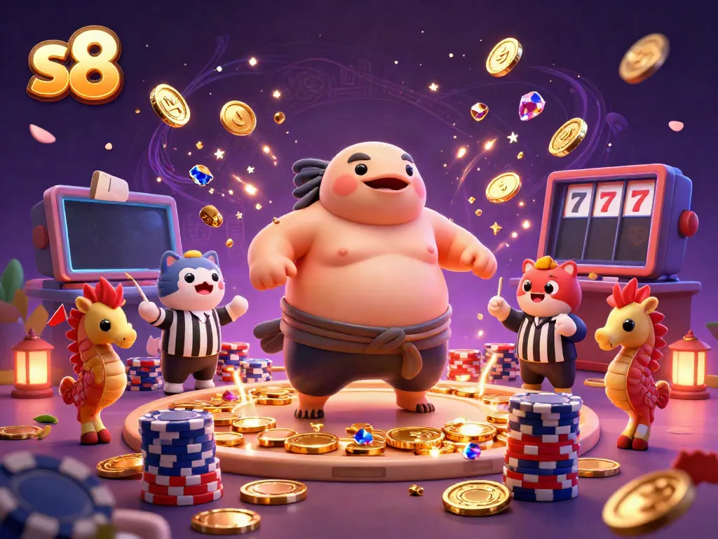 Experience thrilling slots with s8 as a fugu basks in an underwater casino ring.
