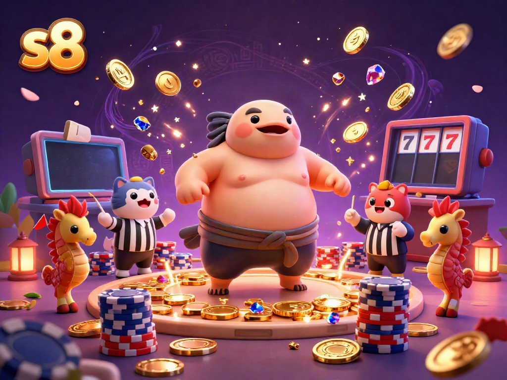Experience thrilling slots with s8 as a fugu basks in an underwater casino ring.