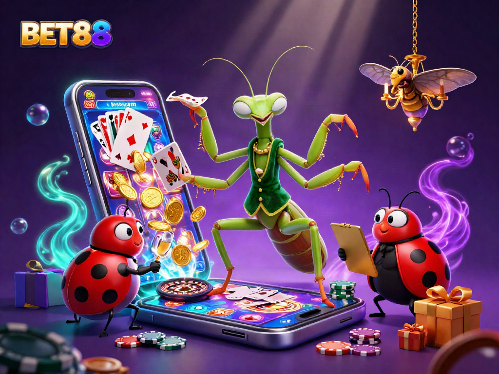 BET88 trải nghiệm sòng bạc sống động với các biểu tượng và sức quyến rũ của casino.