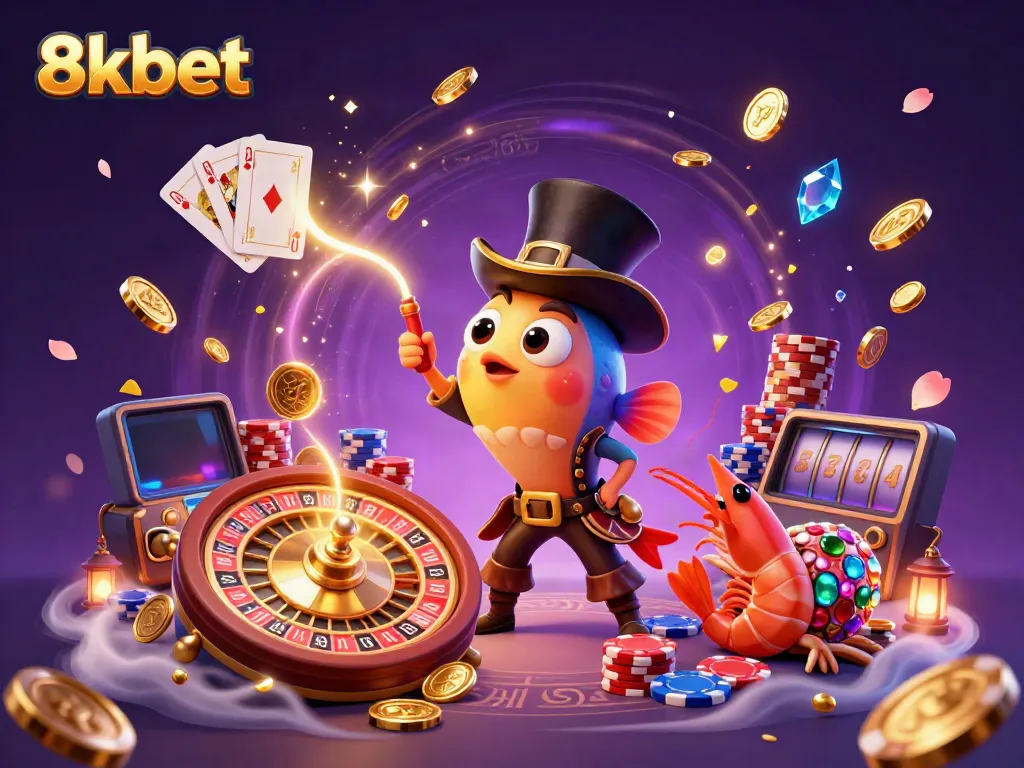 Engage with the thrilling world of 8xbet, featuring dynamic characters and casino elements in a vibrant underwater scene.