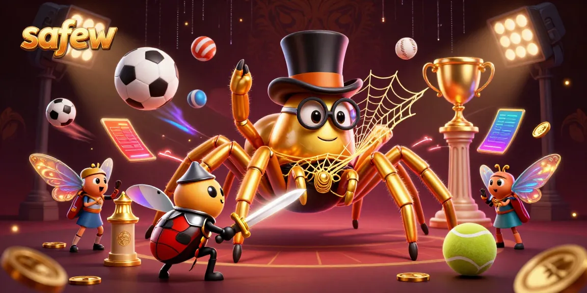 Bet on safew with a dynamic illustration showcasing a golden tarantula and a knight in a casino-themed scene.