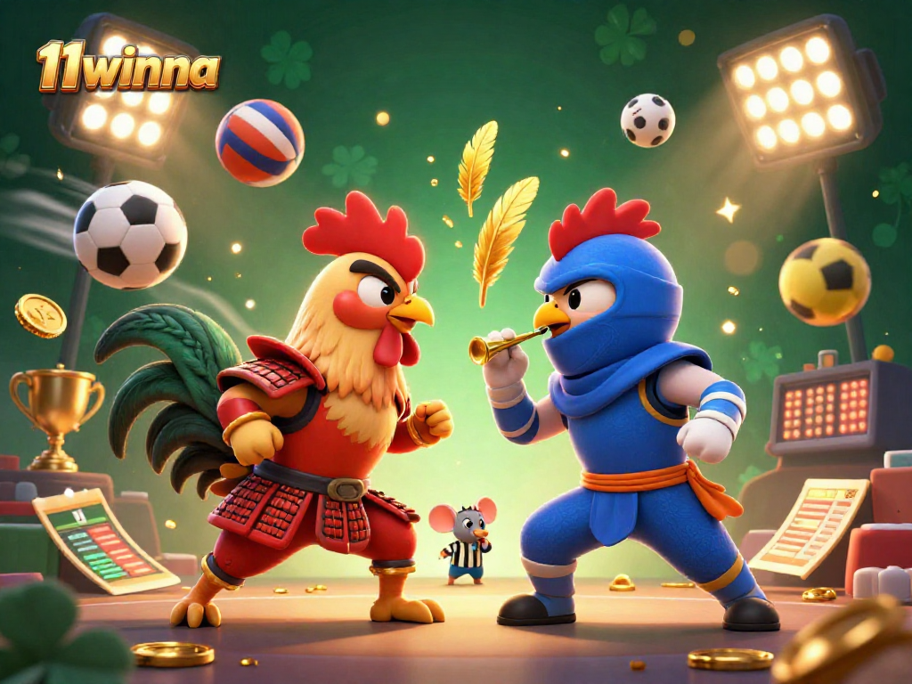 Experience thrilling battles at 11winna with dynamic roosters in a vibrant casino scene.