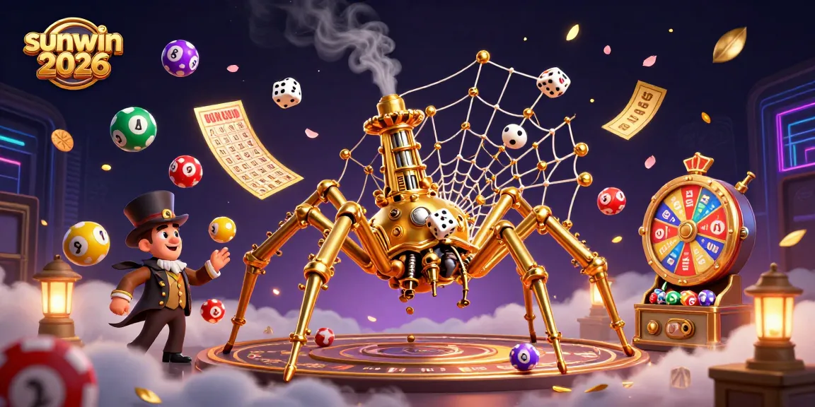 Engage with the excitement of sunwin 2026, where a steampunk spider captures dice in a web of casino fun.