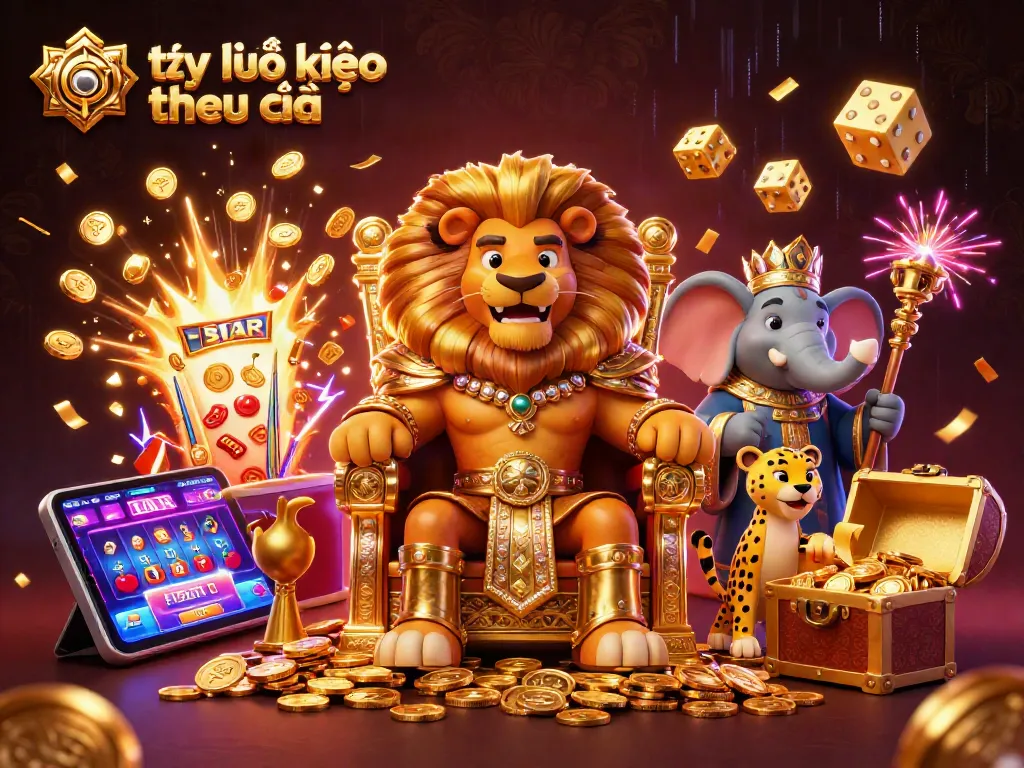 Engage with tỷ lệ kèo nhà cái through spectacular 3D casino theme featuring lion king, elephant advisor, and cheetah messenger.