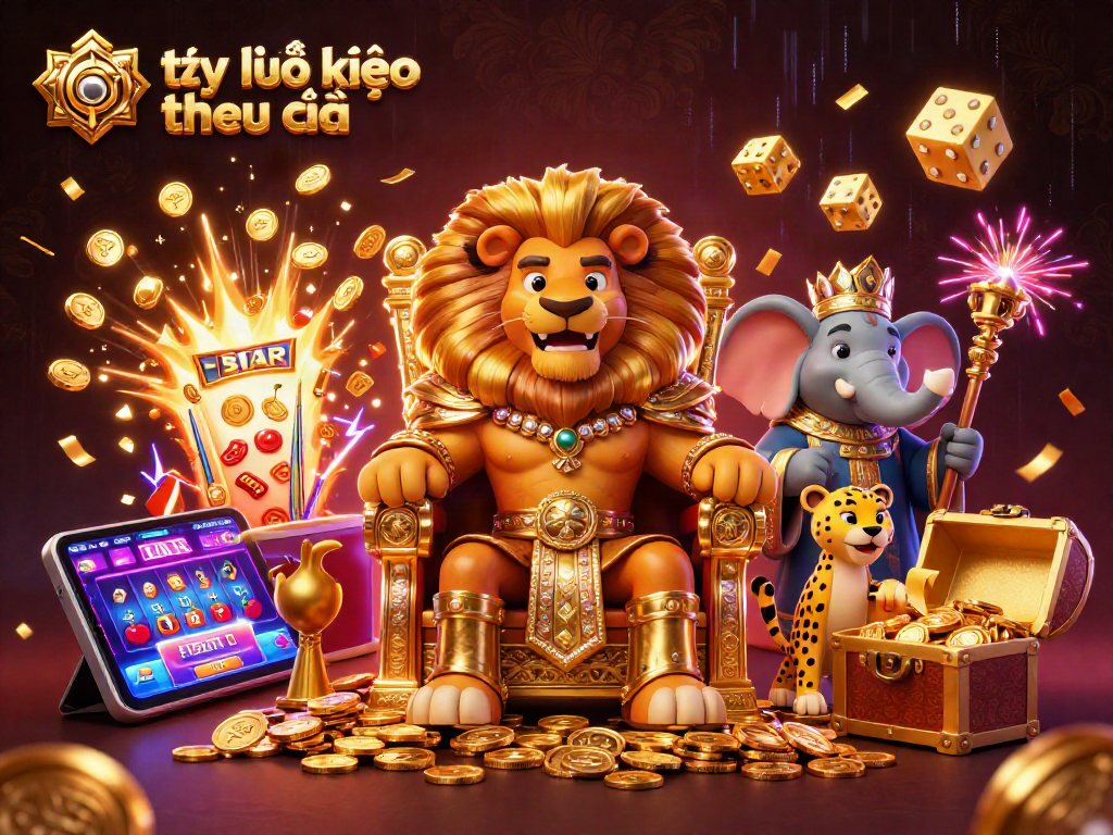 Engage with tỷ lệ kèo nhà cái through spectacular 3D casino theme featuring lion king, elephant advisor, and cheetah messenger.