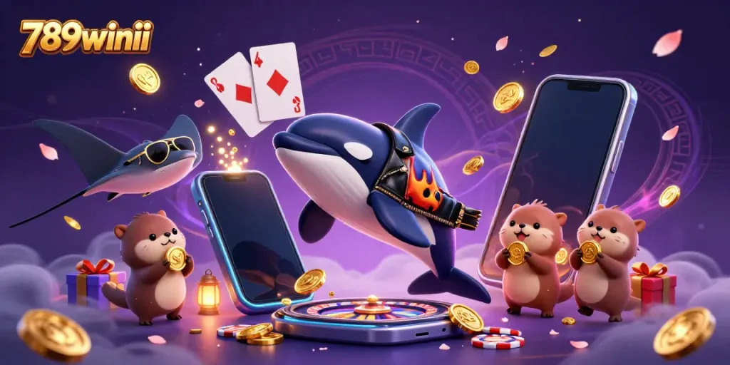 Engage with the vibrant 789winii casino experience featuring whimsical sea creatures and casino games.
