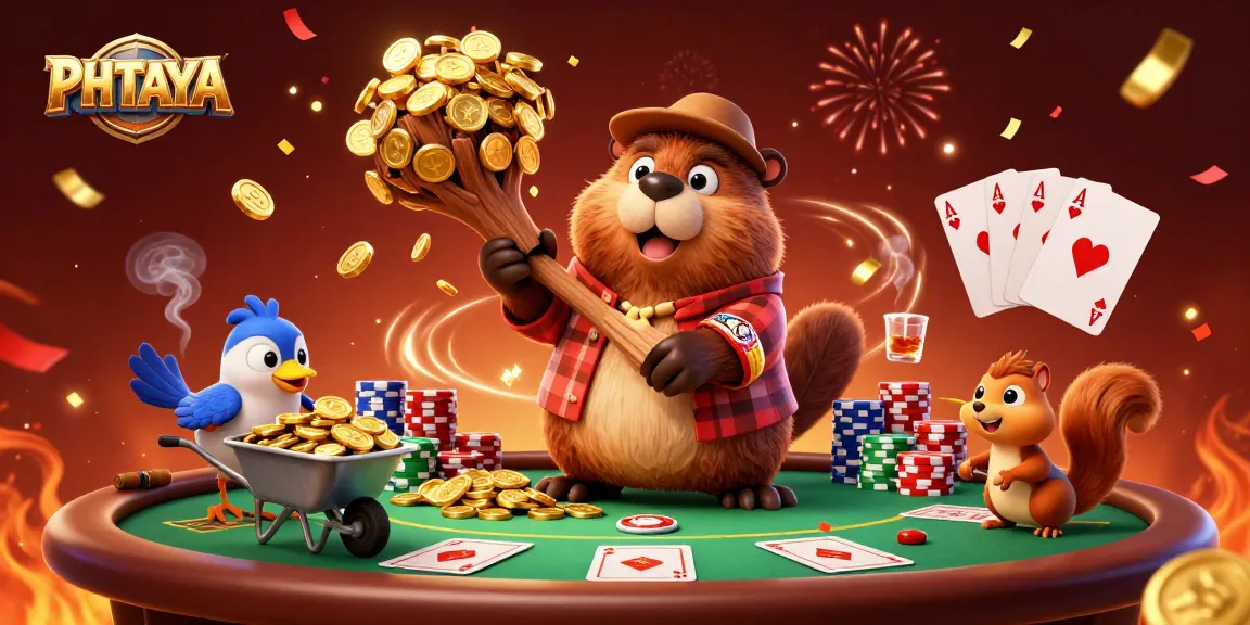 PHTAYA brings vibrant gaming, with characters celebrating over poker chips and coins