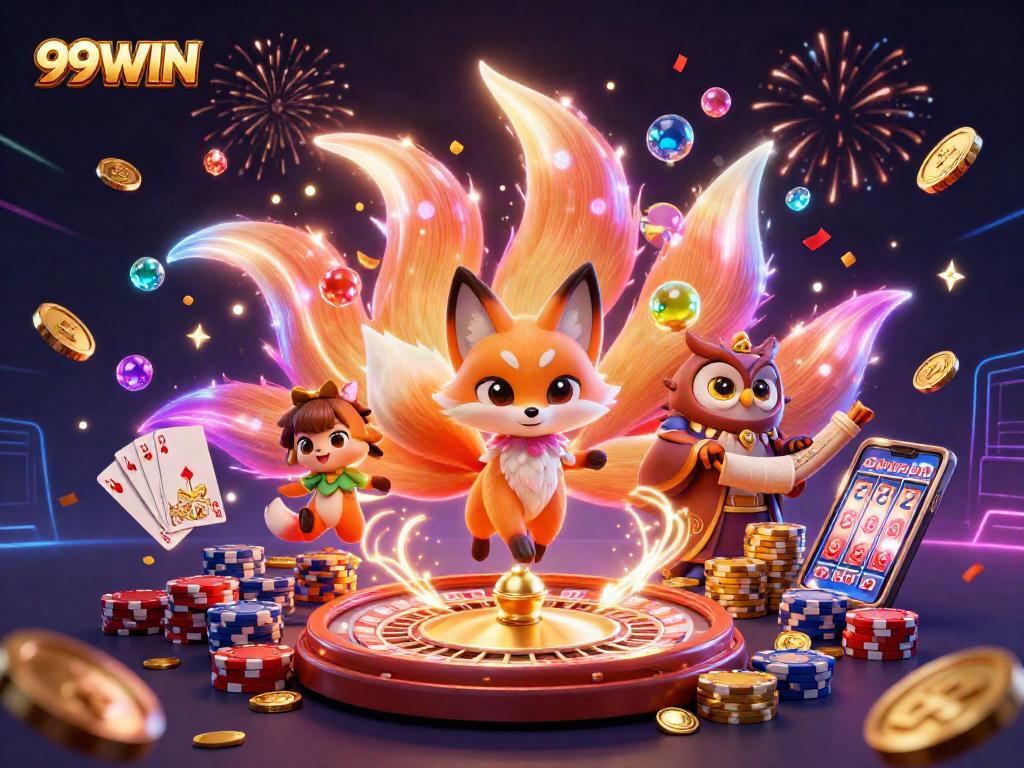Win big with 99WIN's exciting live casino action featuring vibrant characters and dynamic game elements.