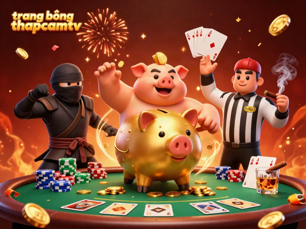 Experience thrilling action at trang bóng thapcamtv with a vibrant illustration capturing the intensity of casino excitement.