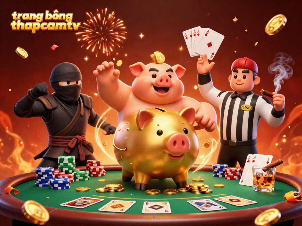 Experience thrilling action at trang bóng thapcamtv with a vibrant illustration capturing the intensity of casino excitement.