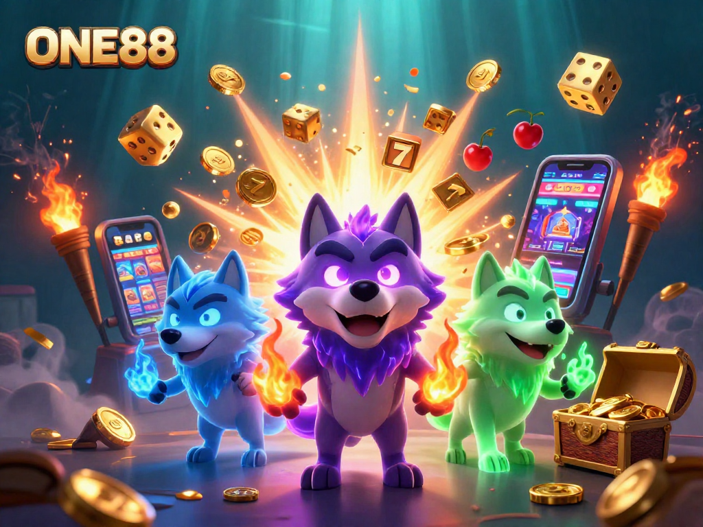 Play exciting games on ONE88 with glowing symbols and dynamic slot machines.