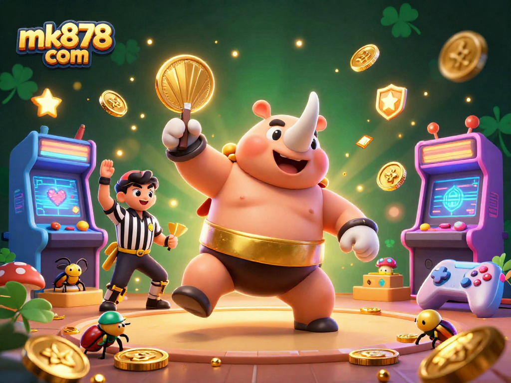 Experience thrilling bets with mk878 com as the sumo beetle champion stomps, showering golden coins.
