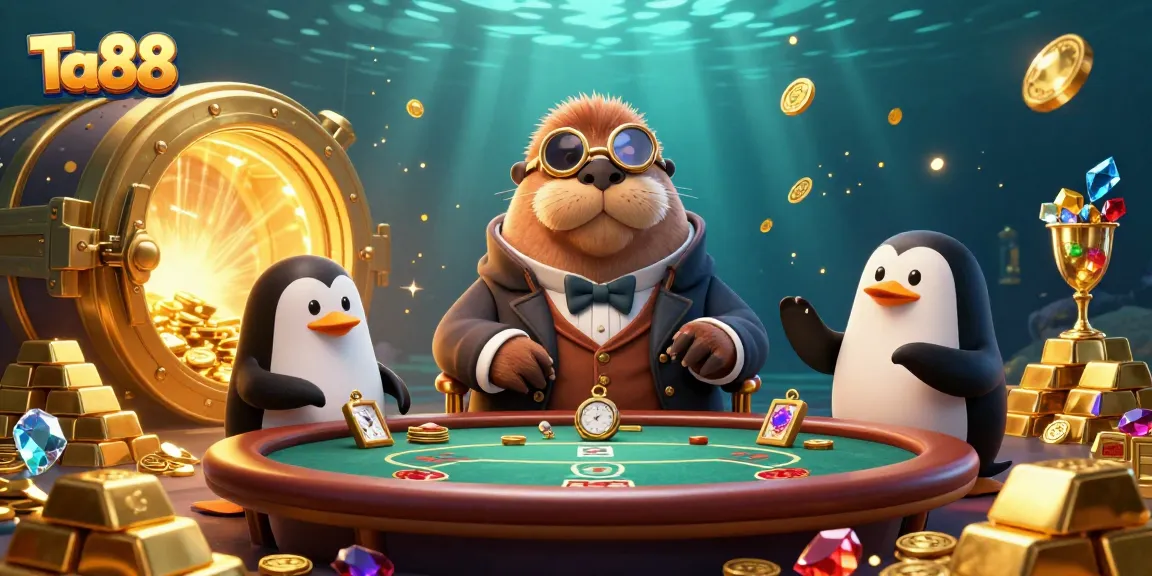 Engage in thrilling underwater poker at Ta88 with cartoon characters and dazzling treasures.