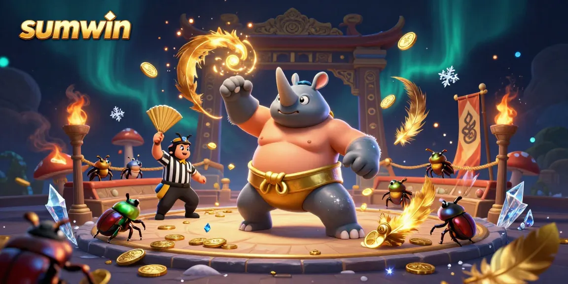 Experience the excitement of sumwin's online gaming with vibrant 3D casino characters in an energetic scene.
