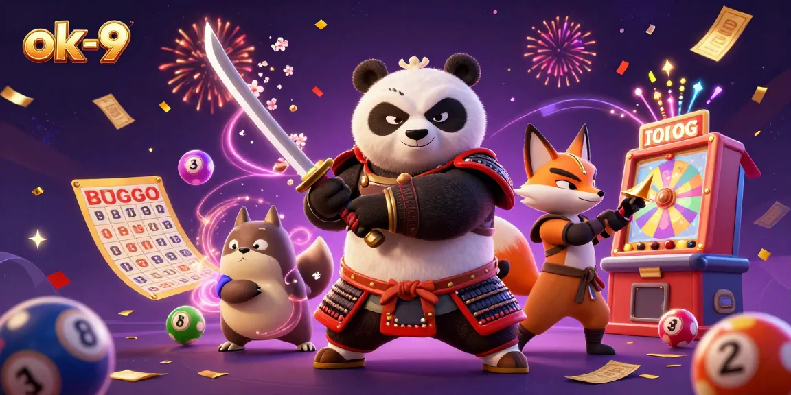 Experience the thrill of ok-9 with a vibrant scene featuring a samurai panda and creative gambling elements.