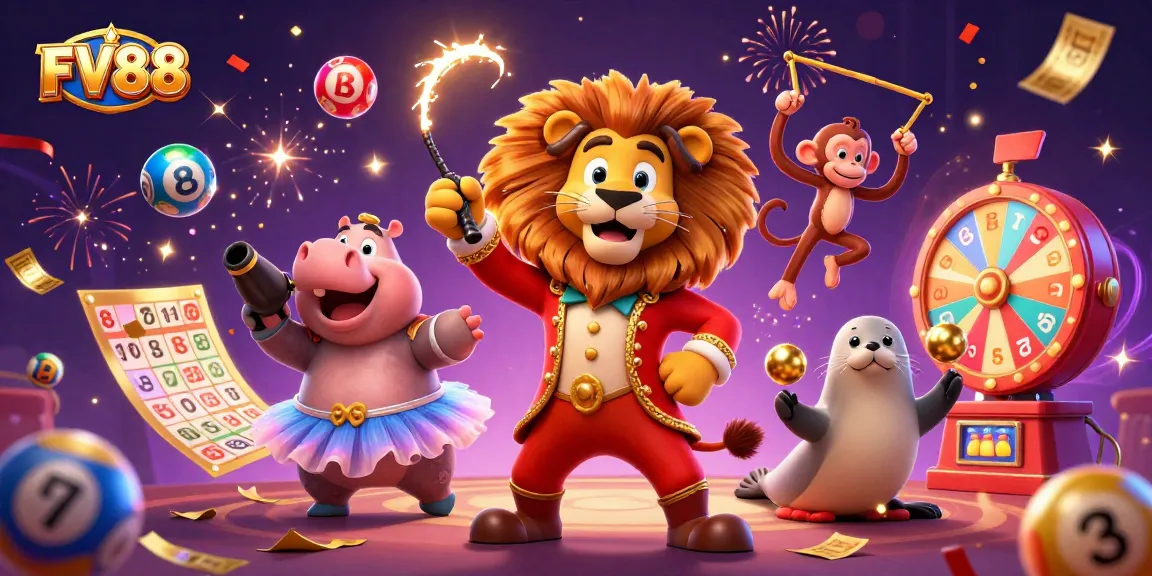 Experience thrilling FV88 casino action with a vibrant scene of characters and game elements.