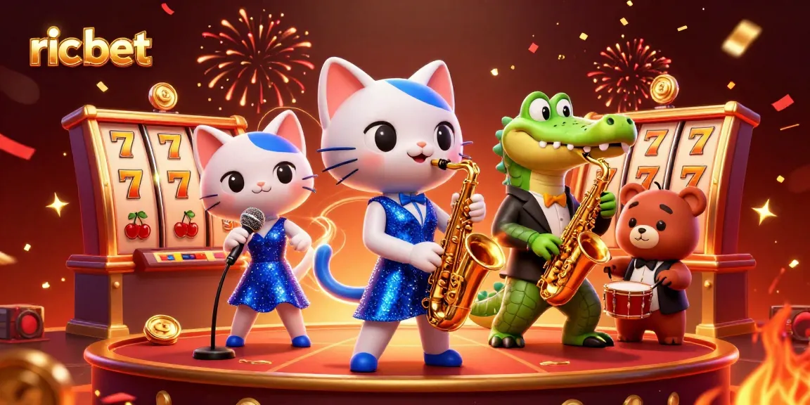 Experience the excitement of ric bet with vibrant characters and thrilling casino elements in a 3D illustration.