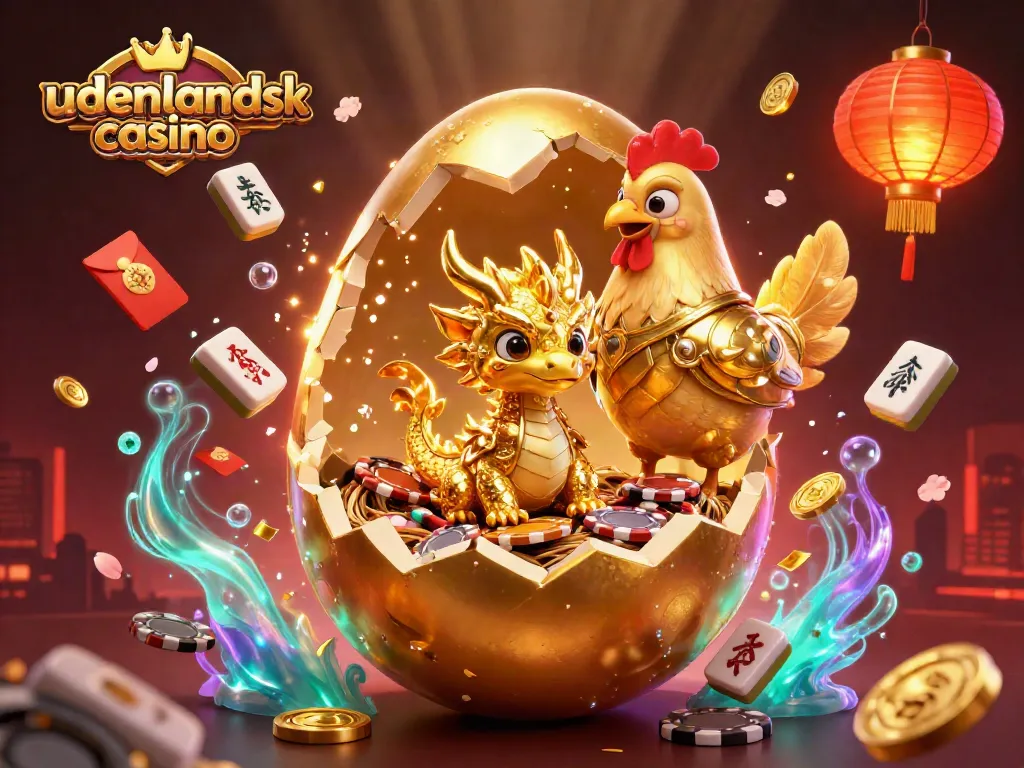 Experience the excitement of udenlandsk casino with a lively dragon scene featuring golden treasures and vibrant decorations.