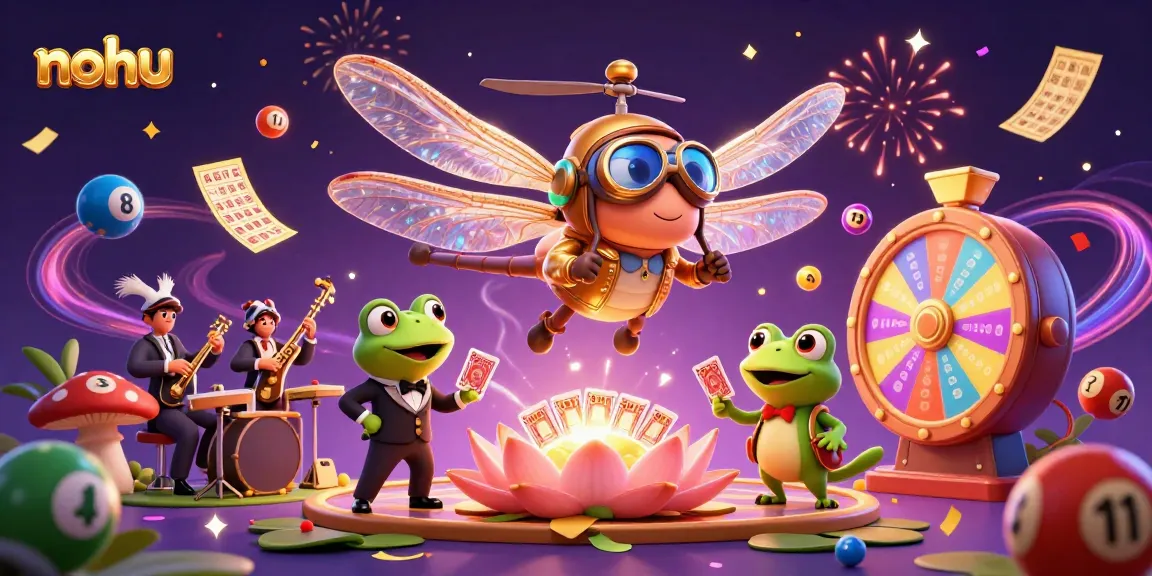 Experience thrilling gameplay at NOHU, where vibrant casino games meet artistry in a dynamic 3D scene.