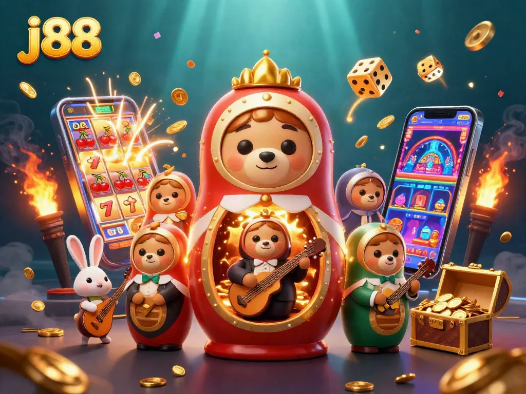 Experience thrill at j88's colorful casino games, featuring vibrant characters, jackpots, and excitement.