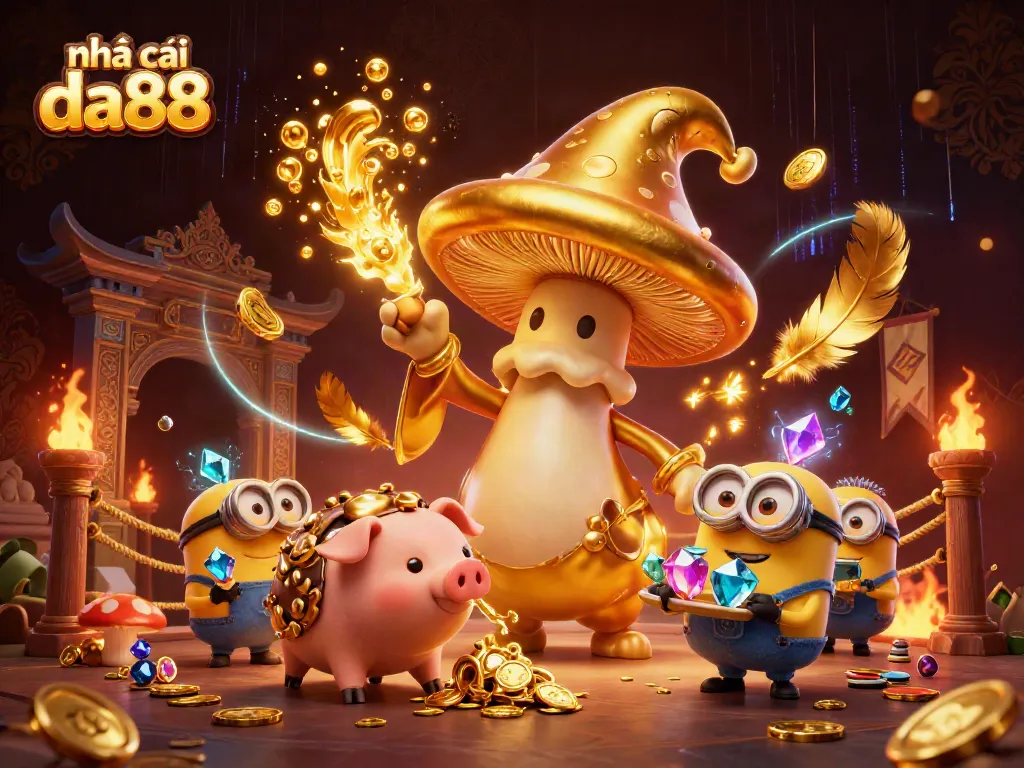 Engage with the magic of nhà cái da88 in a vibrant 3D casino adventure featuring whimsical characters and dynamic elements.