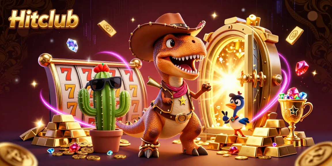 Experience thrilling jackpots at Hitclub with dynamic 3D characters and vibrant casino elements.