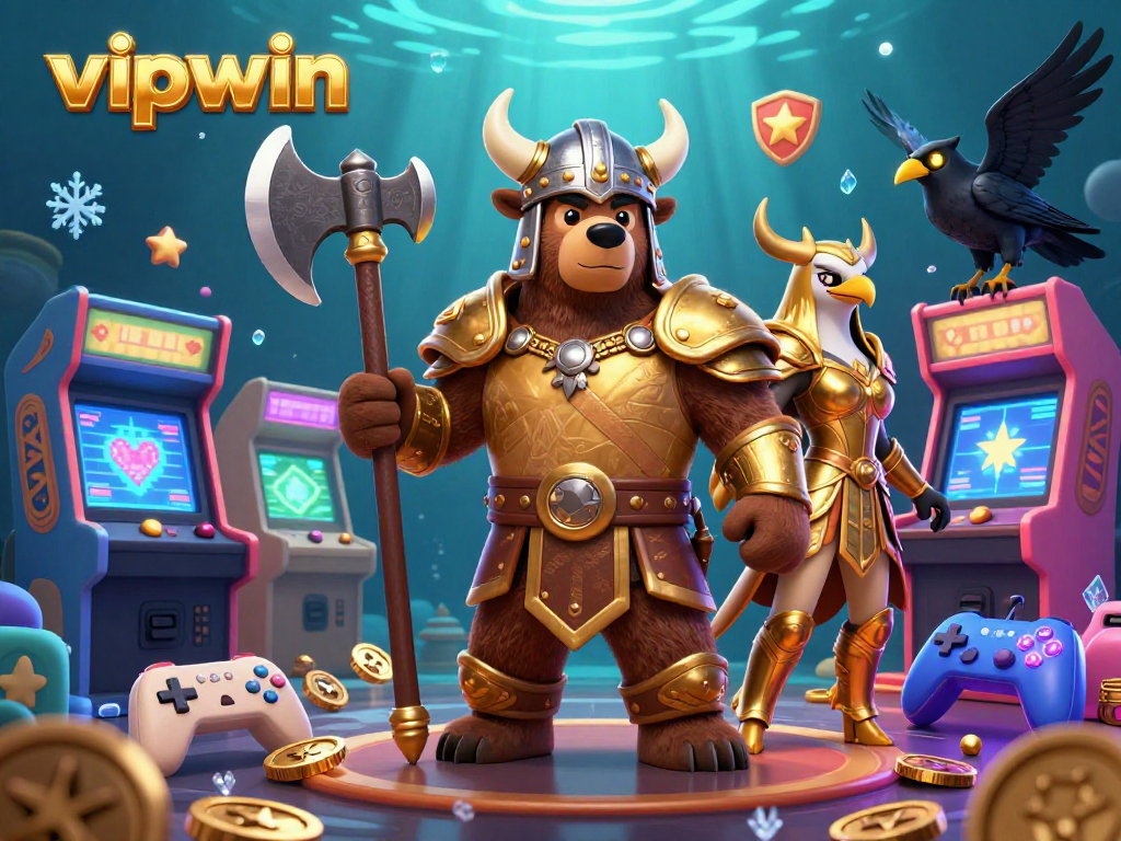 Experience thrilling gameplay at vipwin with vibrant 3D casino elements, dynamic characters, and a captivating atmosphere.