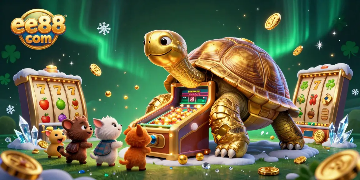 Engage with fun gameplay at ee88 com featuring a golden tortoise pinball machine and slot elements.