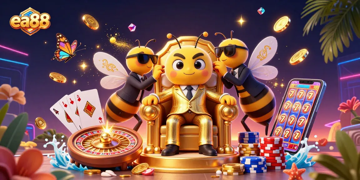 Experience thrilling winnings at ea88 with a bustling casino scene filled with vibrant games and sparkling treasures.