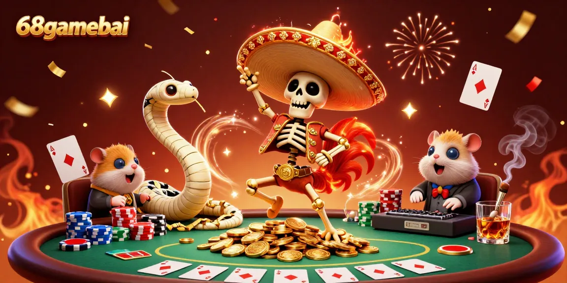 Experience thrilling wins with the 68gamebai celebration scene featuring lively casino characters and dynamic poker gameplay.